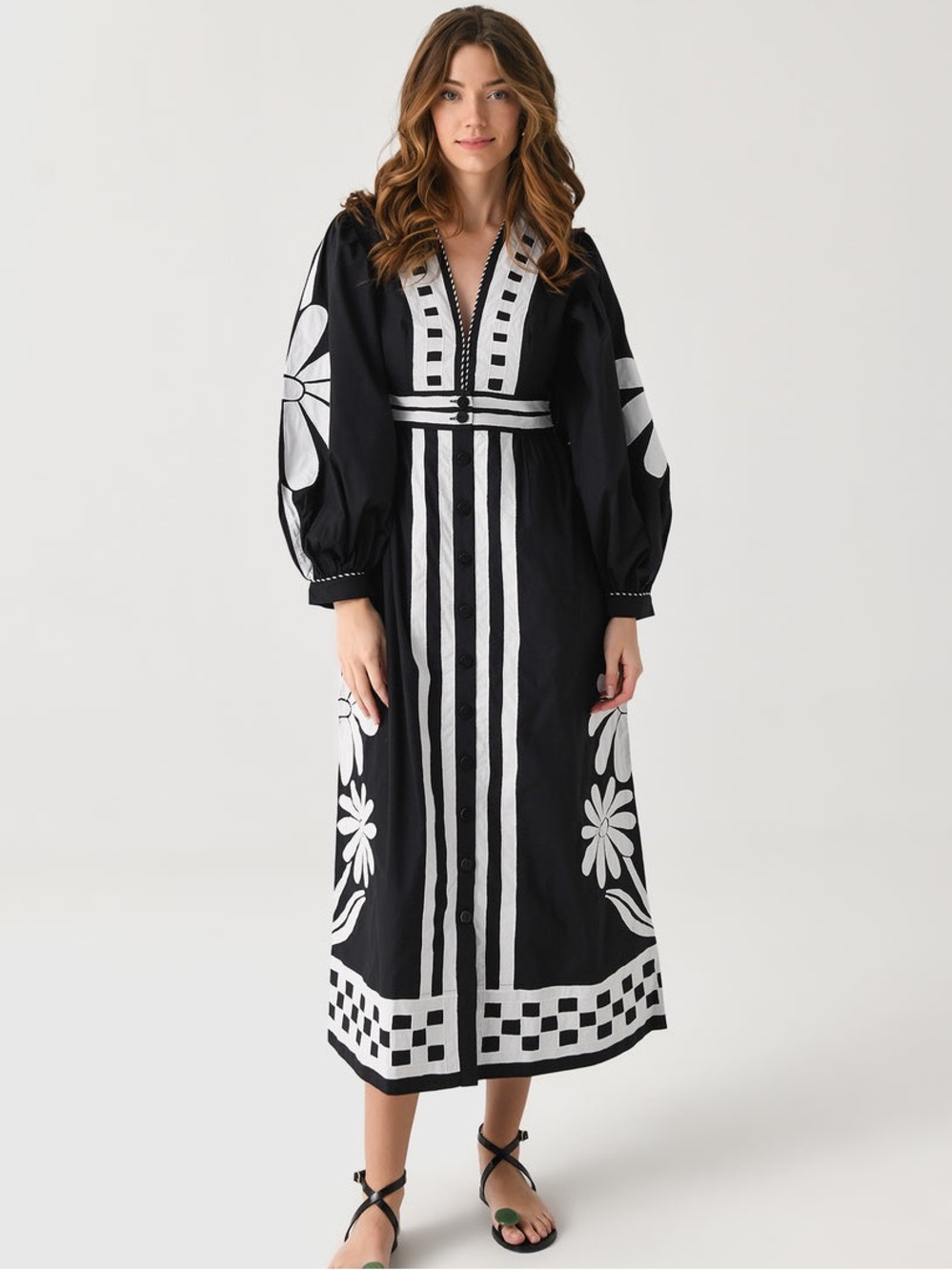 Farm Rio Black Nature Buttoned Maxi Dress - Picture 5 of 8